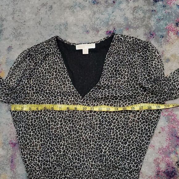 Michael Kors Julia Dress in Leapord Print with Gold Metallic Threads Size M - Picture 11 of 14